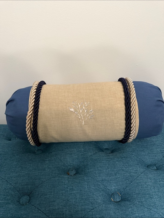 Other - Blue and Beige Decorative Bolster Pillow
